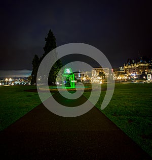 Green fountain at night in Victoria