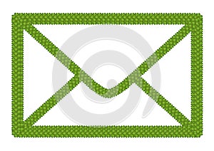 Green Four Leaf Clover of Envelope Icon