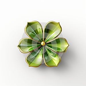 a green four leaf clover on a white background