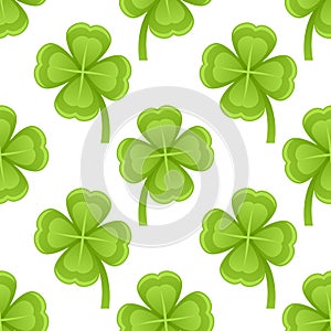 Green Four Leaf Clovers Seamless Pattern