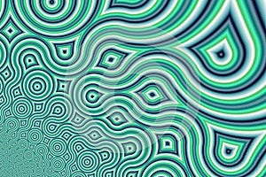 Green Fractal Truchet Backdrop - Quarter-Circles Generative Self-Similar Pattern - Abstract Bright Self-Contacting Background