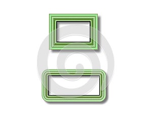 Green frame. Beautiful simple golden design. Vintage style decorative border, isolated on white background. Deco elegant art