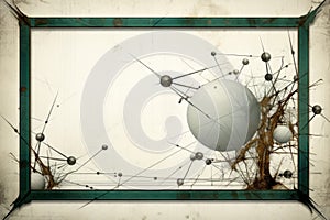 a green frame with a white sphere in it