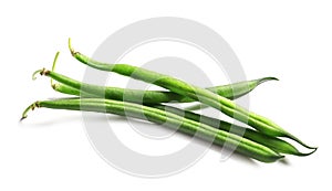Green French beans on white background