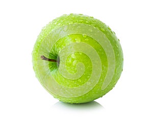 Green fresh apples fruit isolated on white background , healthy