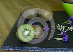 Green and fresh kiwis