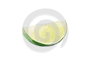 green fresh lime fruit half isolated on the white