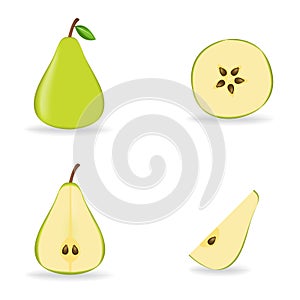 Green fresh pear isolated on white background