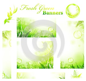 Green fresh sunny banners
