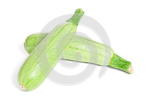 Green fresh Zucchini isolated on white background