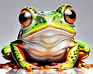 Green frog amphibian portrait simple sketch