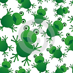 Green frog animal looks at you seamless pattern