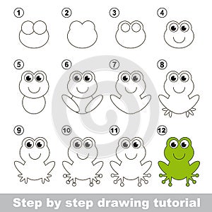 Green frog. Drawing tutorial.