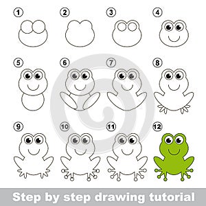 Green frog. Drawing tutorial. photo