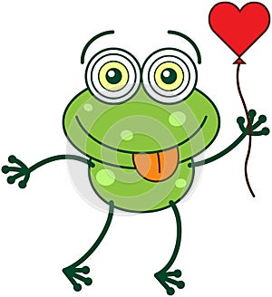 Green frog falling madly in love