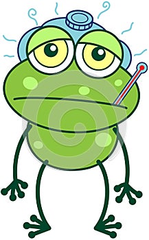 Green frog feeling sick