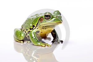 Green frog isolated on a white background