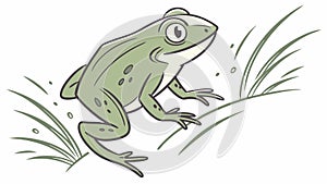 Green Frog on Leaf Vector Art, Pond Life and Nature Illustration, vector design Generative AI photo
