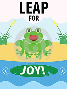 Green Frog Leap For Joy Illustration