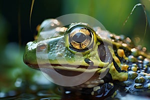 Green frog Rana esculenta peacefully resides in its aquatic environment.
