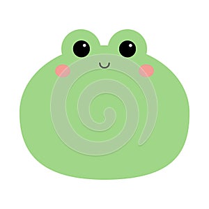 Green frog round face icon. Cute cartoon kawaii pet baby animal character. Funny baby. Sticker print. Love greeting card. Happy