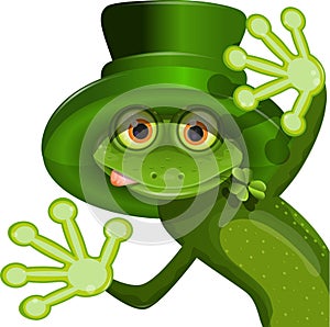 Green frog wearing a hat of Saint Patrick