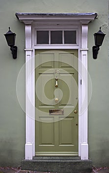 Green front door