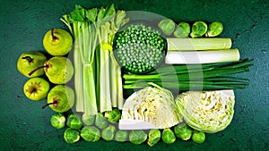 Green fruit and vegetables for failsafe elimination diets and healthy eating.