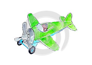 Green funny toy plane