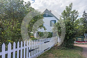 The Green Gables farmhouse behind trees