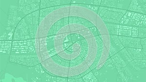 Green Gaborone city area, Botswana, vector background map, roads and water illustration. Widescreen proportion, digital flat