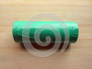 Green garbage bag roll