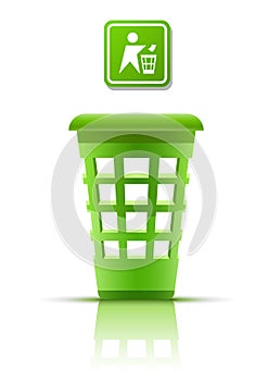 Green garbage basket with indicator