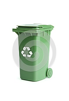 Green garbage bin photo