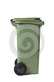 Green garbage bin