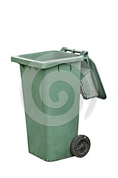 Green garbage bin
