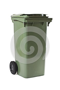 Green garbage bin