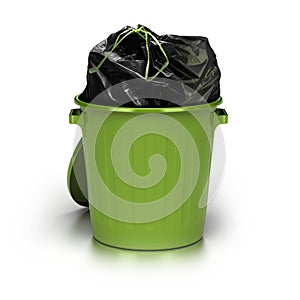 Green garbage can