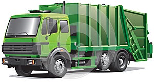 Green garbage truck