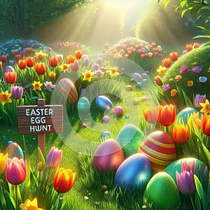 Easter Egg Hunt in a Garden
