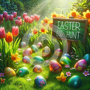 Easter Egg Hunt in a Garden