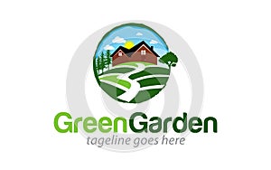 Green garden nature environment logo design template-15