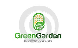 Green garden nature environment logo design template