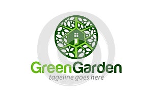 Green garden nature environment logo design template