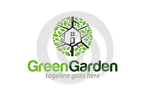 Green garden nature environment logo design template