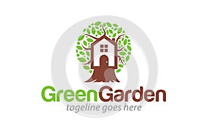 Green garden nature environment logo design template