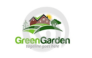 Green garden nature environment logo design template