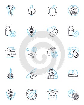 Green gardening linear icons set. Sustainable, Eco-friendly, Nurturing, Composting, Recycling, Organic, Biodiverse line