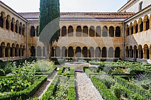 Green gardens in the courtyard of the monastery of Santo Domingo de Silos, Burgos photo