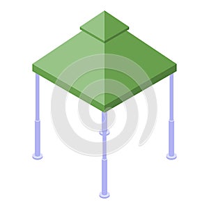 Green gazebo icon, isometric style